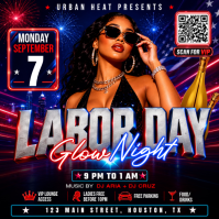 Black Labor Day Glow Night Party Pos Instagram Template