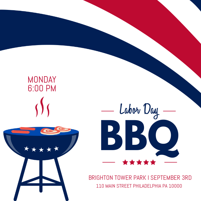 Labor Day BBQ Invite Instagram Template Instagram-opslag