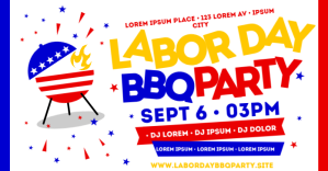 LABOR DAY BBQ PARTY BANNER delt Facebook-billede template