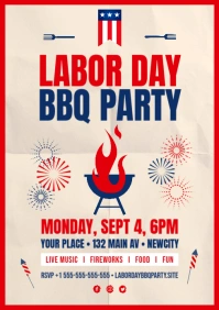 Labor Day BBQ Poster A4 template