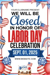 Labor Day Closed Announcement Poster template