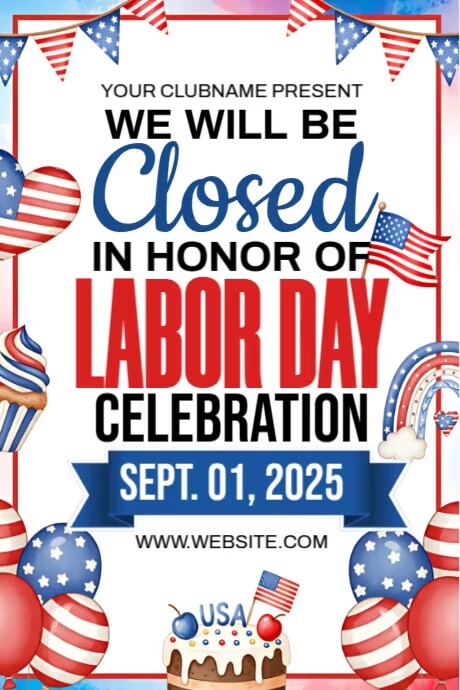 Labor Day Closure Announcement Template | PosterMyWall