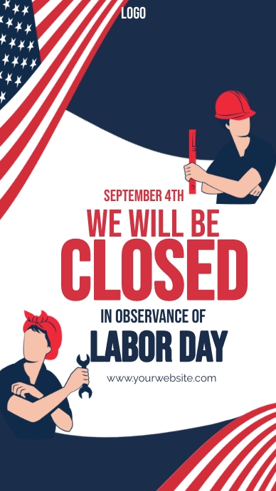 labor day closing ad,closed on labor day ad Instagram Story template