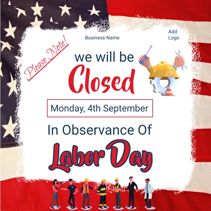 labor day closing ad,closed on labor day ad Сообщение Instagram template