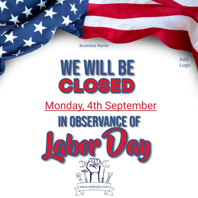 labor day closing ad,closed on labor day ad Publicação no Instagram template