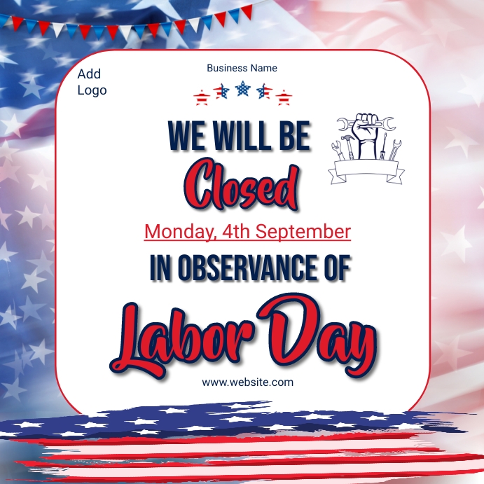 labor day closing ad,closed on labor day ad Publicação no Instagram template