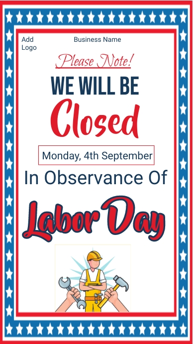 labor day closing ad,closed on labor day ad Instagram Story template