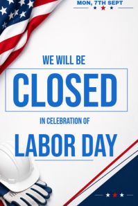 สีขาว Labor Day Closure Póster Template