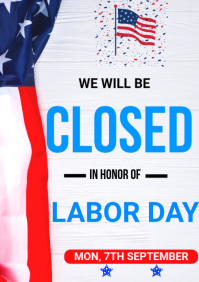 白色 Labor Day Closure Announcement A4 Template
