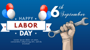 สีน้ำเงิน Labor Day Celebration Digital Display Template