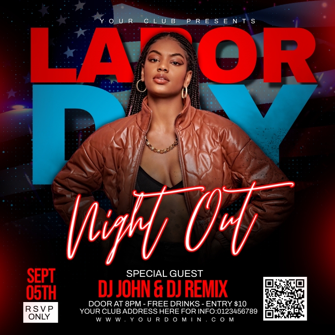 Labor day flyer Instagram 帖子 template