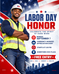 White Labor Day Celebration Instagram Portrait Template