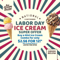 Yellow Labor Day Ice Cream Offer Post Instagram Template