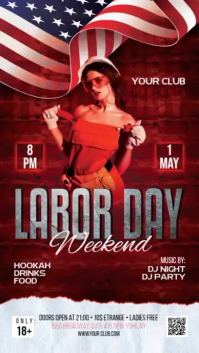Rojo Labor Day Weekend Party Historia de Instagram Template
