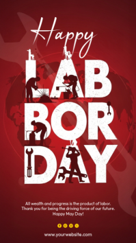Red Labor Day Celebration Instagram Story Template