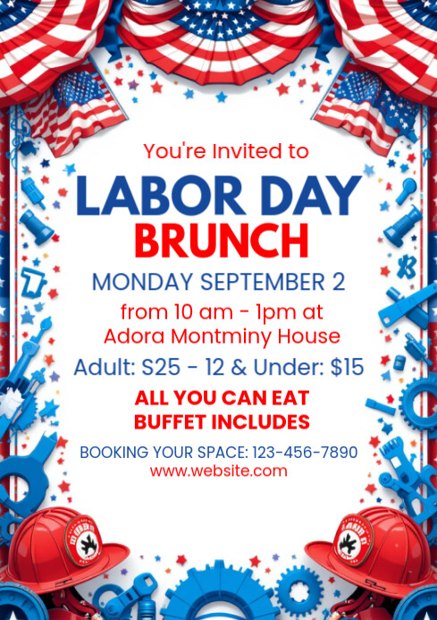 Labor Day Menu Poster A4 template