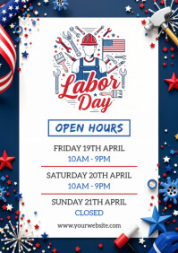 สีขาว Labor Day Hours A4 Template