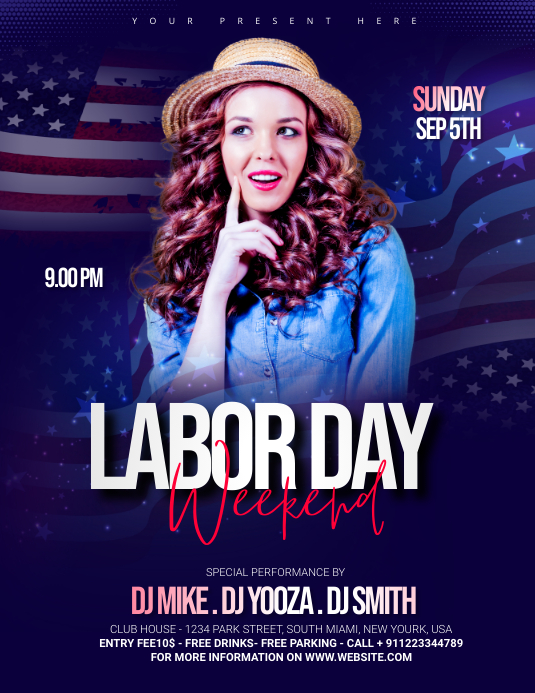 Labor Day Party Template Pamflet (Letter AS)