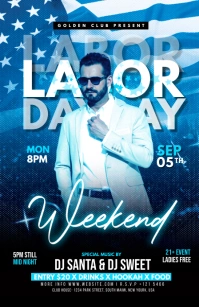 Labor Day Party Template Half Page Wide