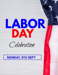 白色 LABOR DAY POSTER Pamflet Template