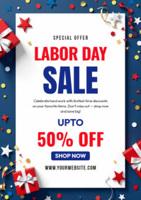 White Labor Day Sale A4 Template