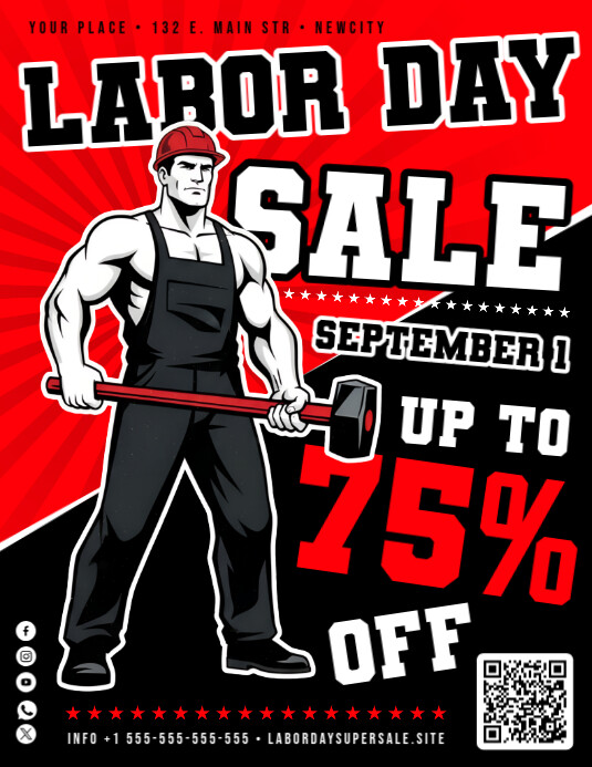 Labor Day Sale Flyer Folheto (US Letter) template