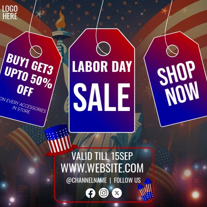 Labor Day Sale Free Template Ads Square (1:1)