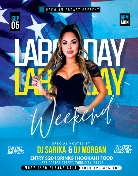 Labor Day Weekend event Poster/muurbord template