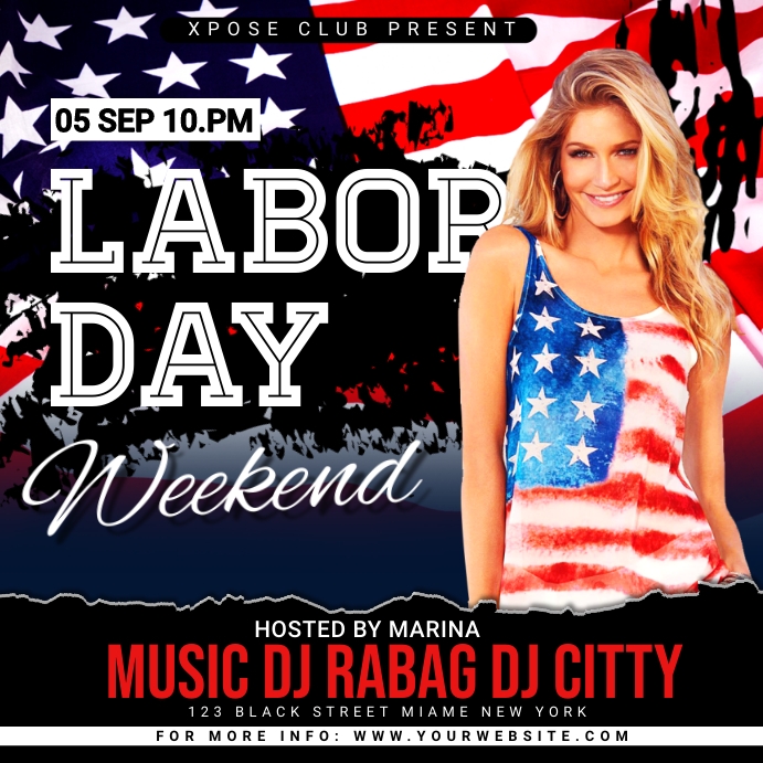 Labor Day weekend flyer Instagram Post template