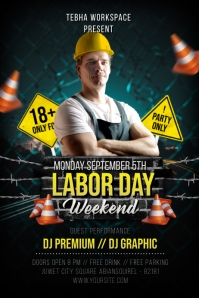 黑色 Labor Day Party Poster Template