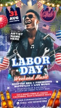 Labor Day Weekend Music Display Template Ecrã digital (9:16)