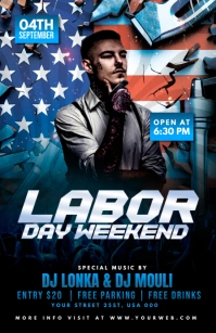 Labor day weekend party ad Полстраницы широкого формата template
