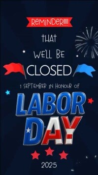 Labor day weekend shop closed notice instagram story template