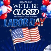 Purple Labor Day Closure Announcement Quadrato Template