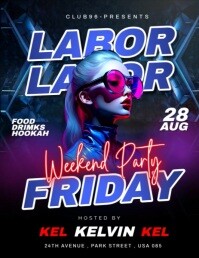 สีดำ Weekend Party Pamflet Template
