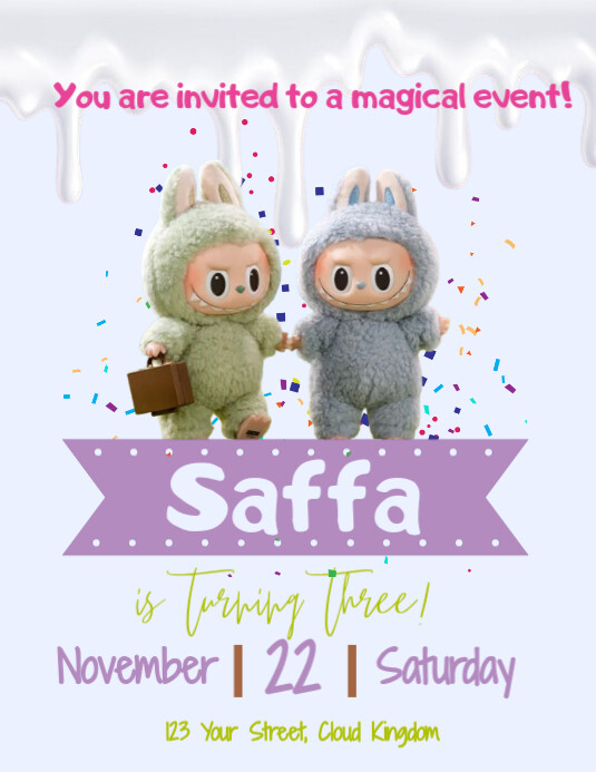 Labubu birthday invitation Template PosterMyWall