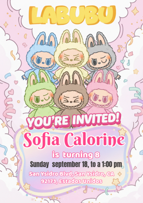 labubu invitation A4 template