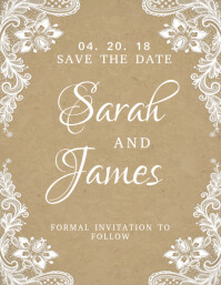 Lacey Save The Date Wedding Card Flyer (US Letter) template