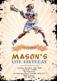 Lacrosse boy party invitation A6 template