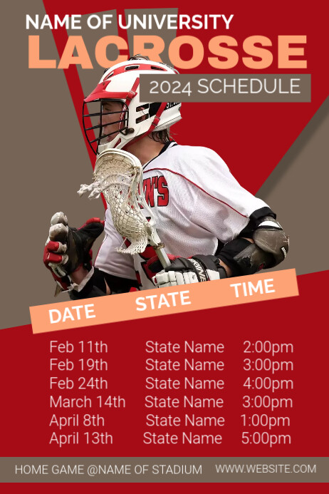 Lacrosse Game Schedule Template PosterMyWall