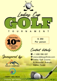 Ladies Cup Golf Tournament Match Event flyer A5 template