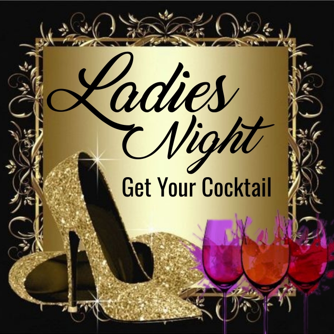 ladies karaoke night party logo ,ladies night template