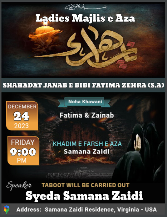 ladies-majlis-e-aza-bibi-fatima-zehra-s-a-template-postermywall