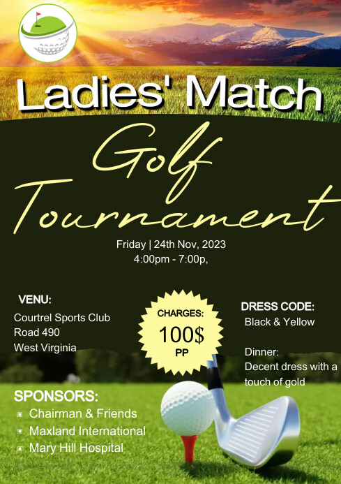 LADIES MATCH GOLF TOURNAMENT FLYER AD Template | PosterMyWall