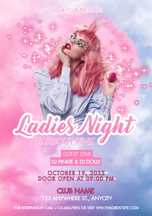 Layout Event Program Design Color Pink Ladies Night All About Pink Party Template | PosterMyWall