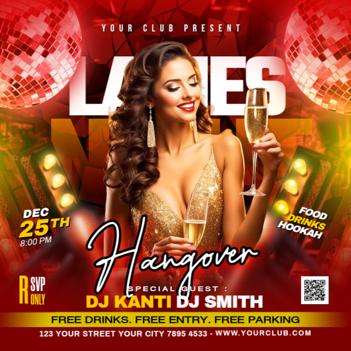 Ladies Night Club Party Kwadrat (1:1) template