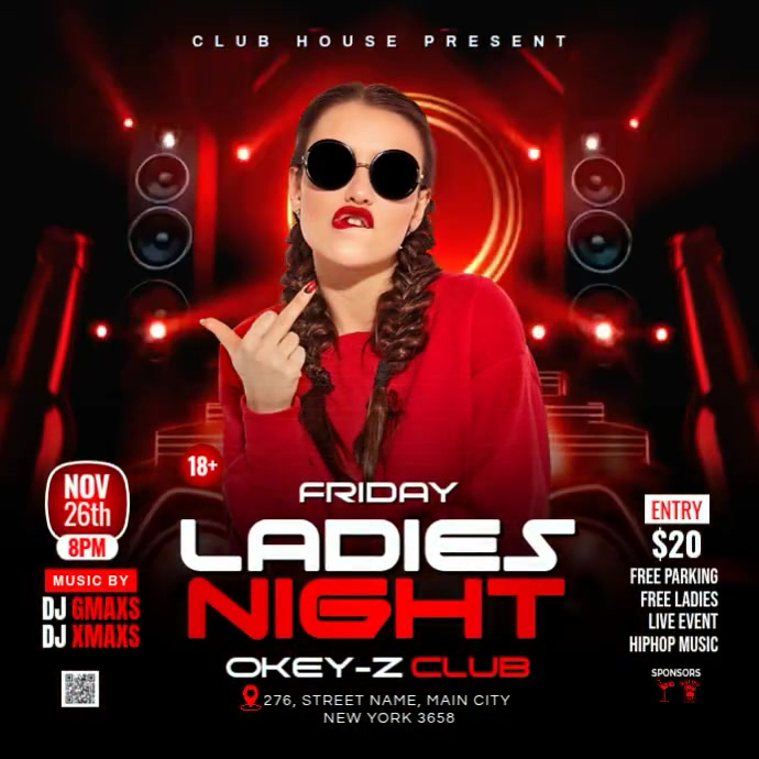 Ladies Night Club Party Instagram Post Video Template | PosterMyWall