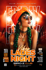 Ladies Night Club Party Poster Video Póster template