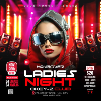 Ladies Night Club Party Square Video Persegi (1:1) template
