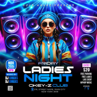 Ladies Night Club Party Square Video Kwadrat (1:1) template